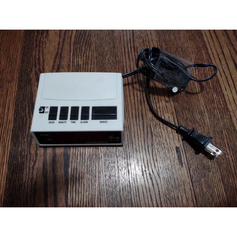 Vintage Equity Electronic Digital Alarm Clock Model 1010 Red LED Display White